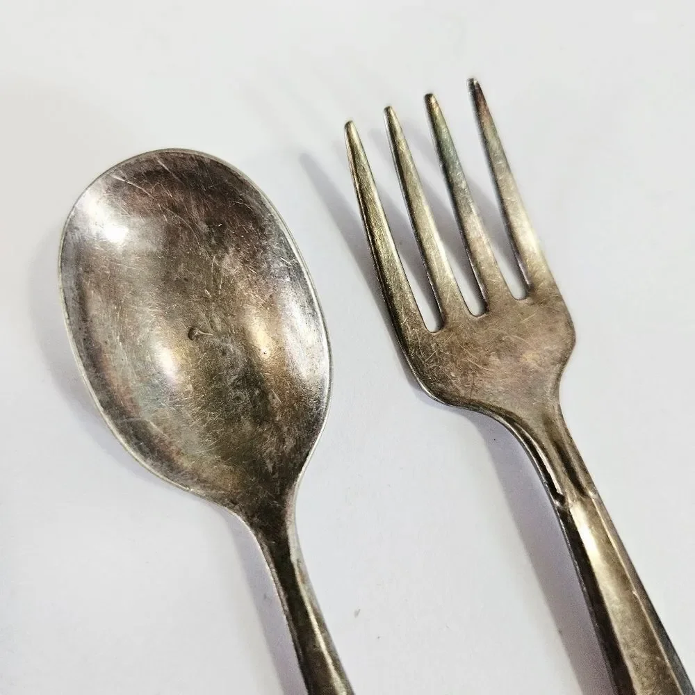 Antique Oneida New Era Community Plate Silver Children's Baby Spoon & Fork Set